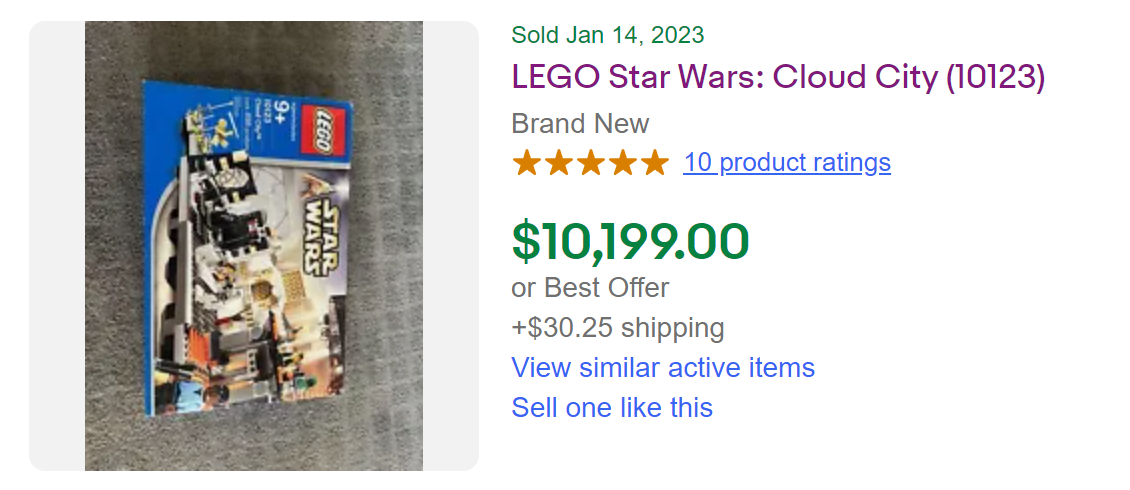 LEGO Cloud City 10123 Sold Price