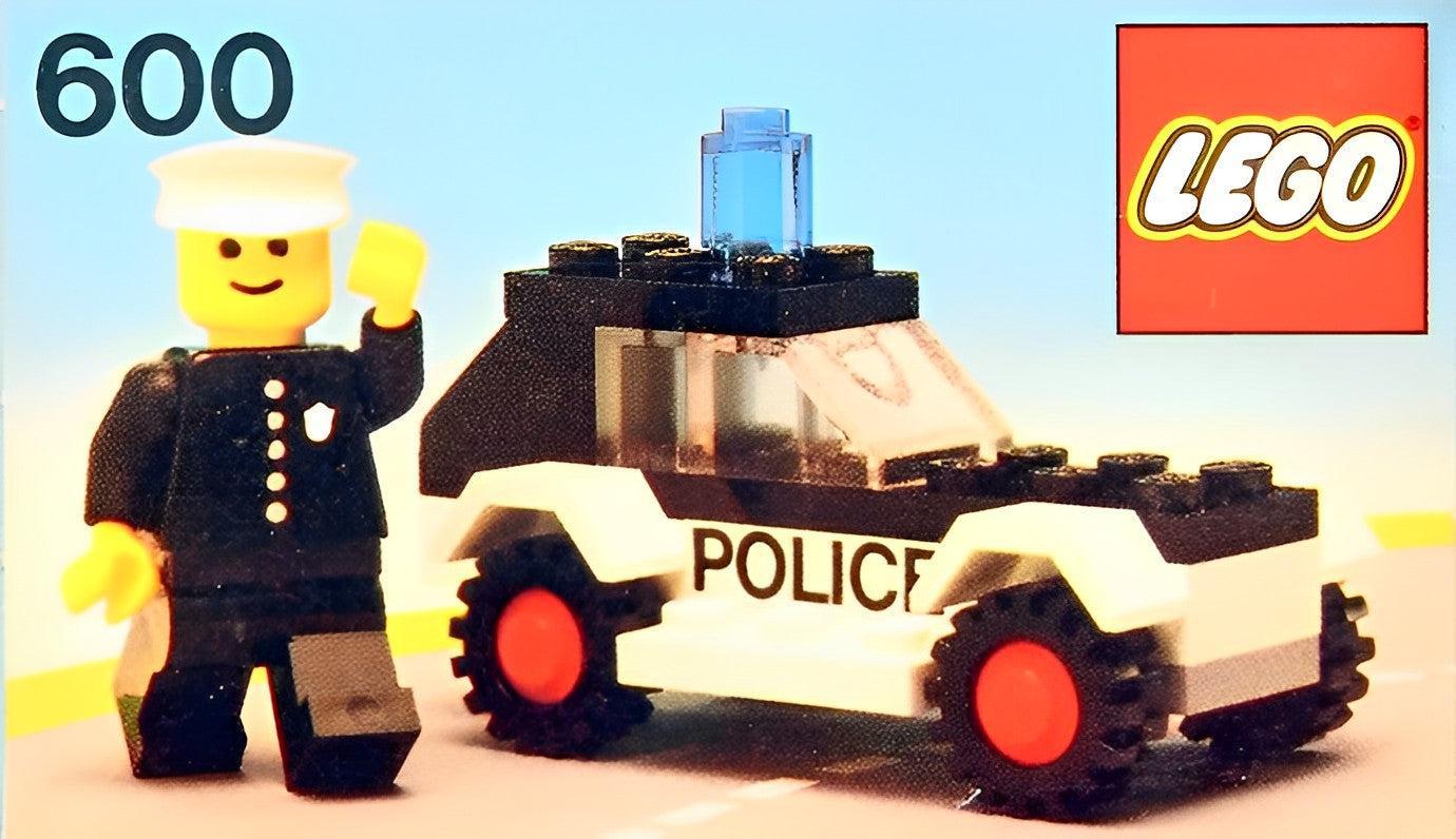 Original LEGO Set 600 Police Officer Minifigure and Police Car
