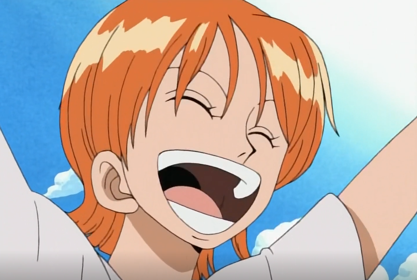 One Piece A Smiling Nami Celebrates as she joins the Straw Hats