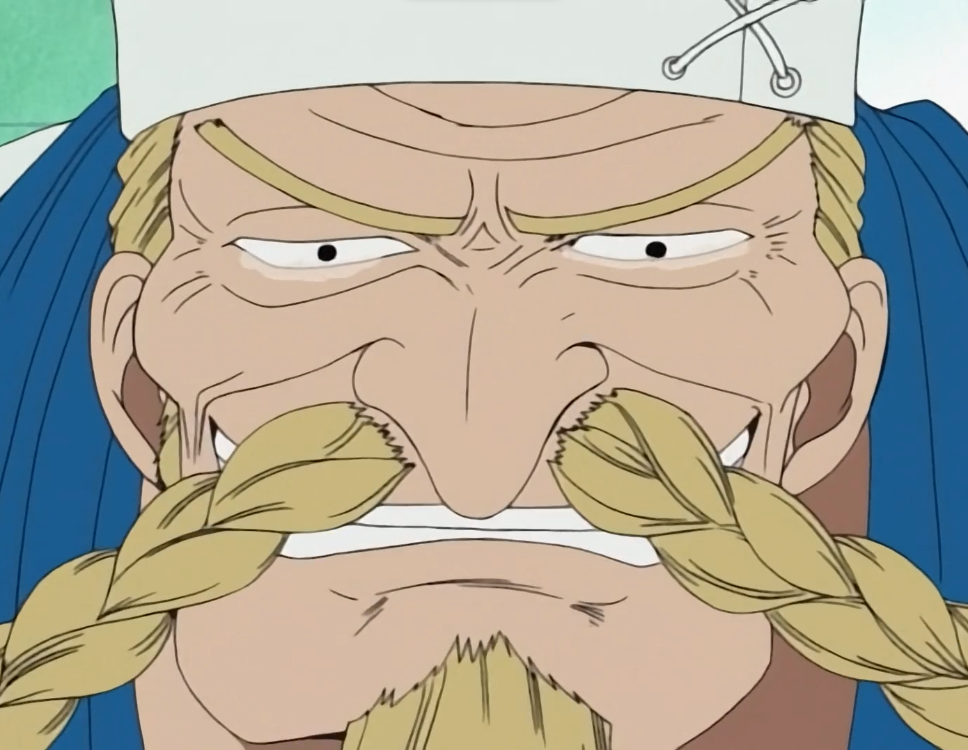 One Piece A tearfull Zeff smiles at Sanji as he leaves the Baratie