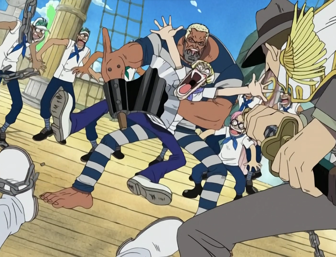 One Piece Axe Hand Morgan Breaks free and takes Helmeppo as a hostage