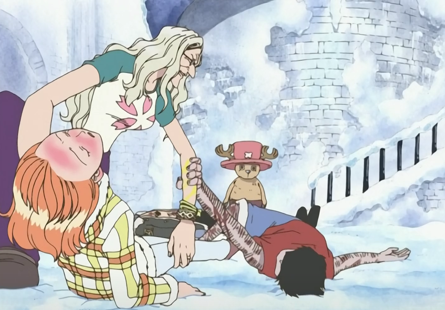 One Piece Dr Kureha and Chopper receive Luffy and Nami