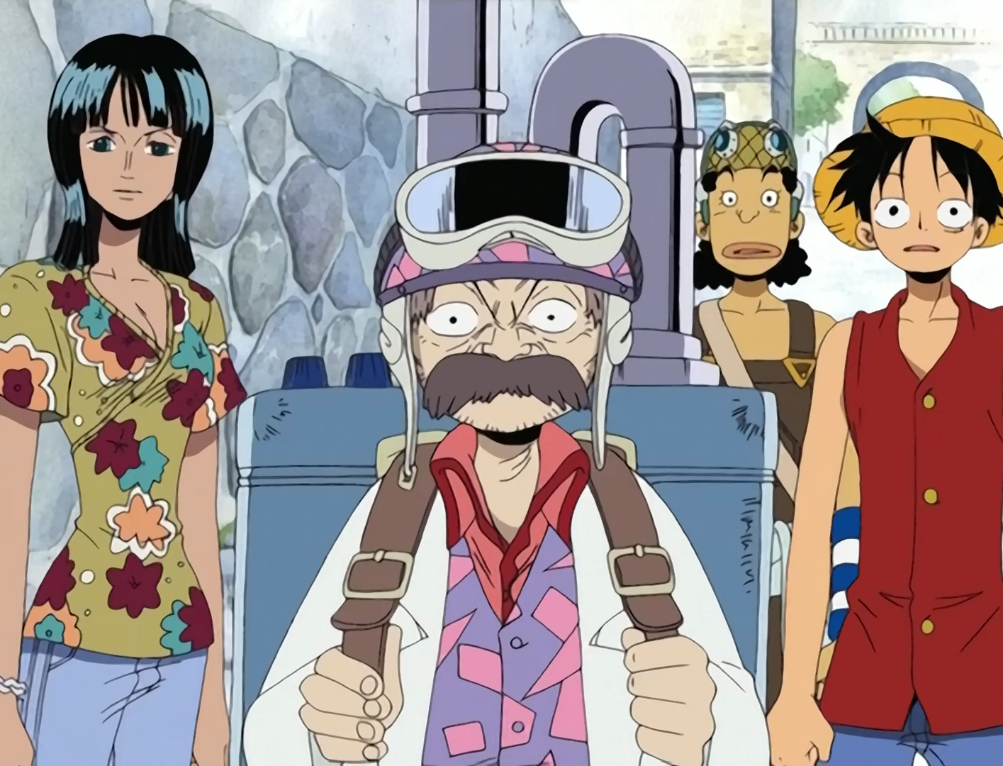 One Piece Henzo and his inventions with the Straw Hats