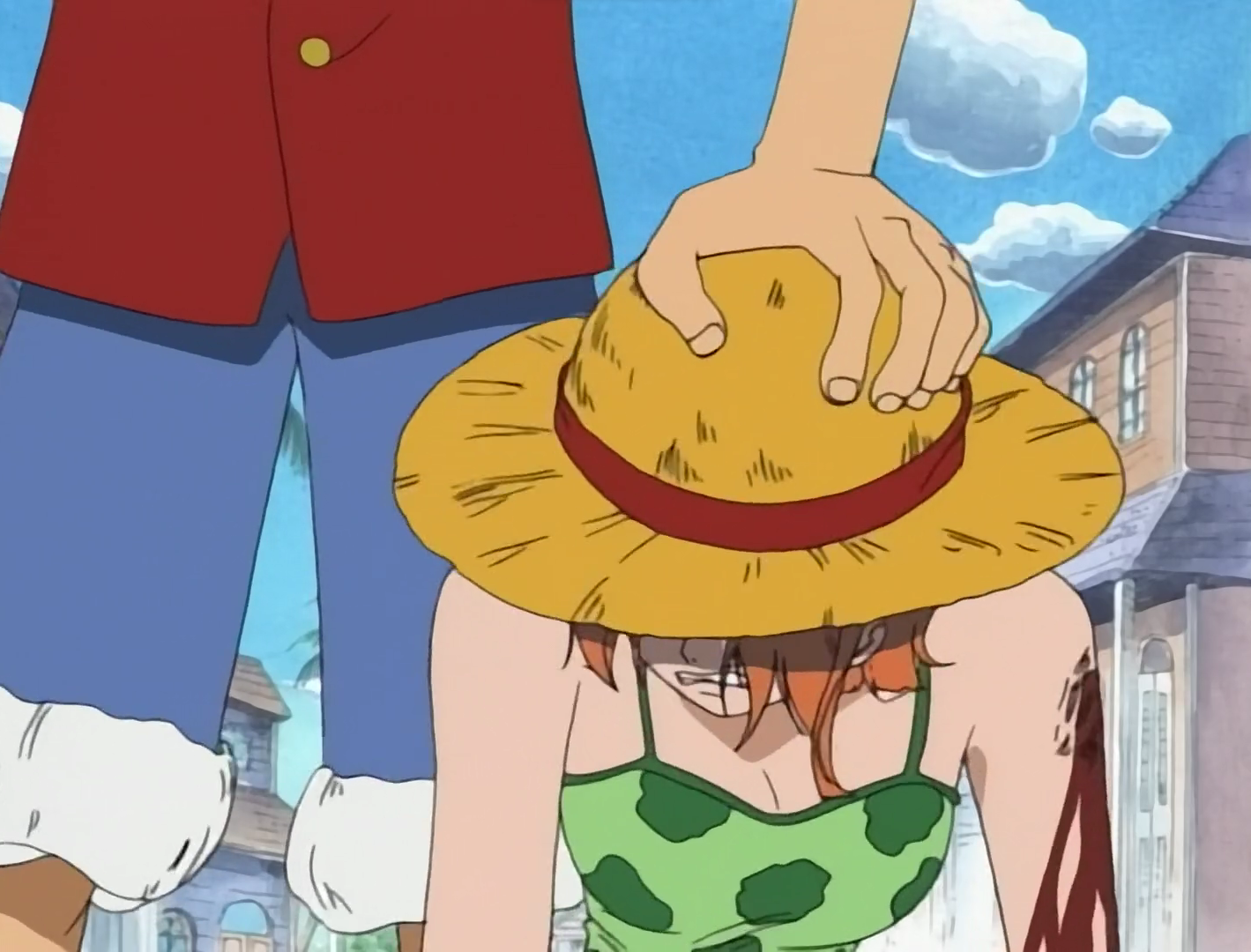 One Piece Luffy gives Nami his treasure Straw hat