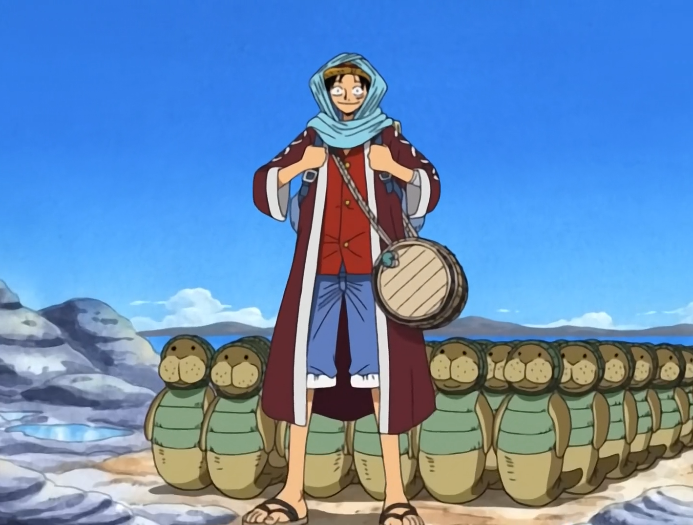 One Piece Luffy proudly stands with the kung fu dugongs