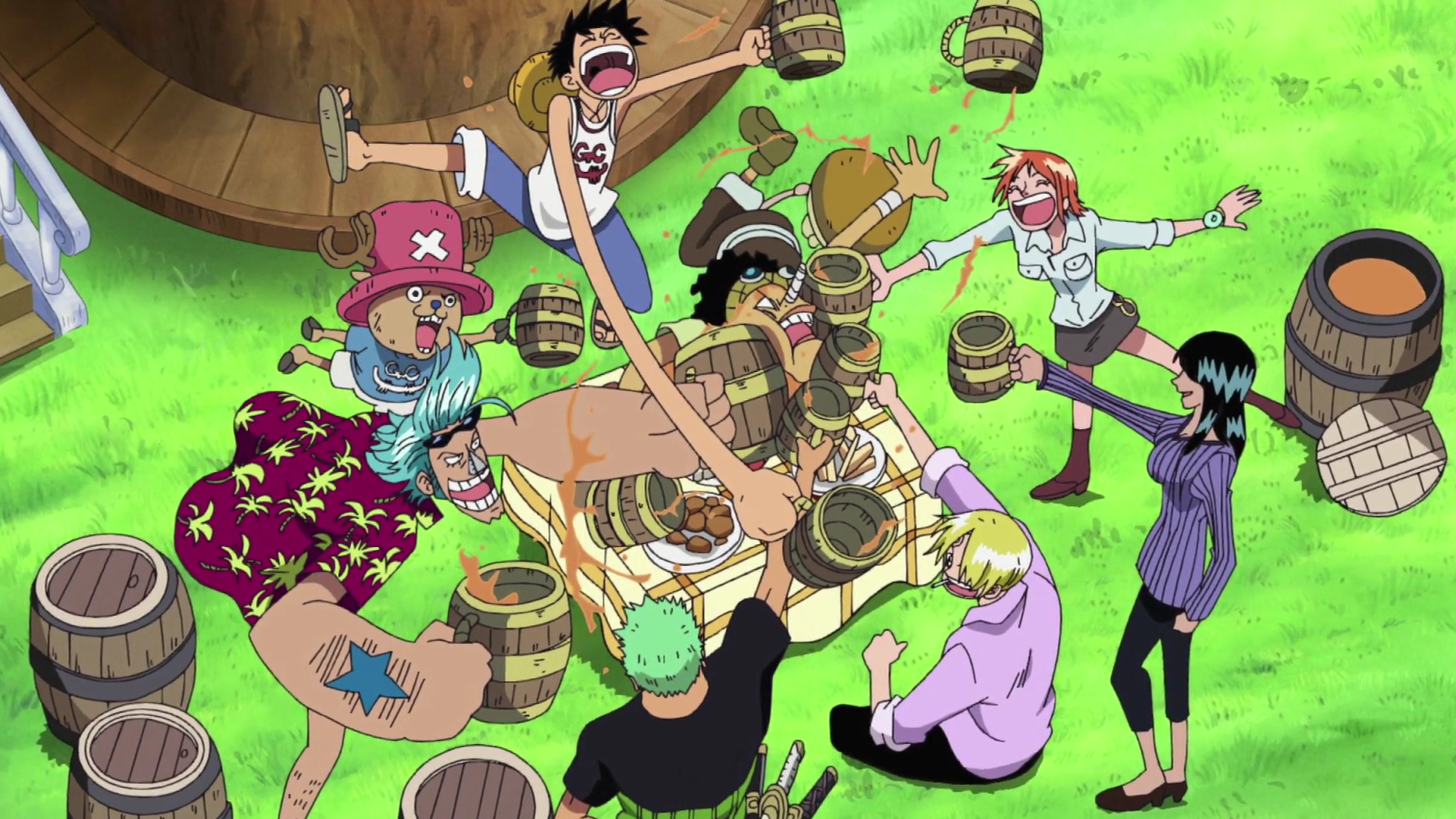 One Piece Post-Enies Lobby Straw Hats celebrate