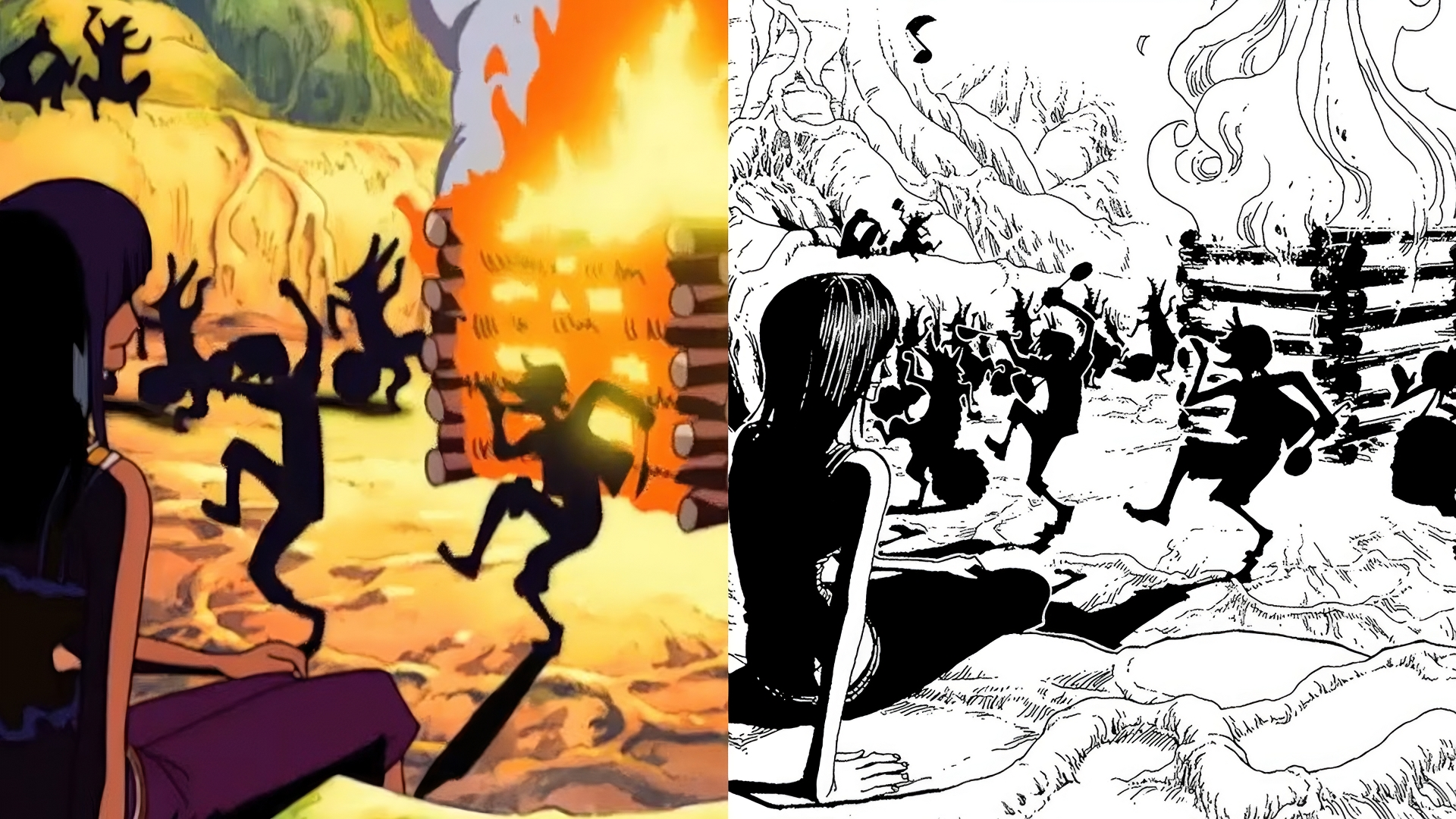 One Piece Sky Island Saga Skypiea Arc Dancing Bonfire Anime Vs Manga