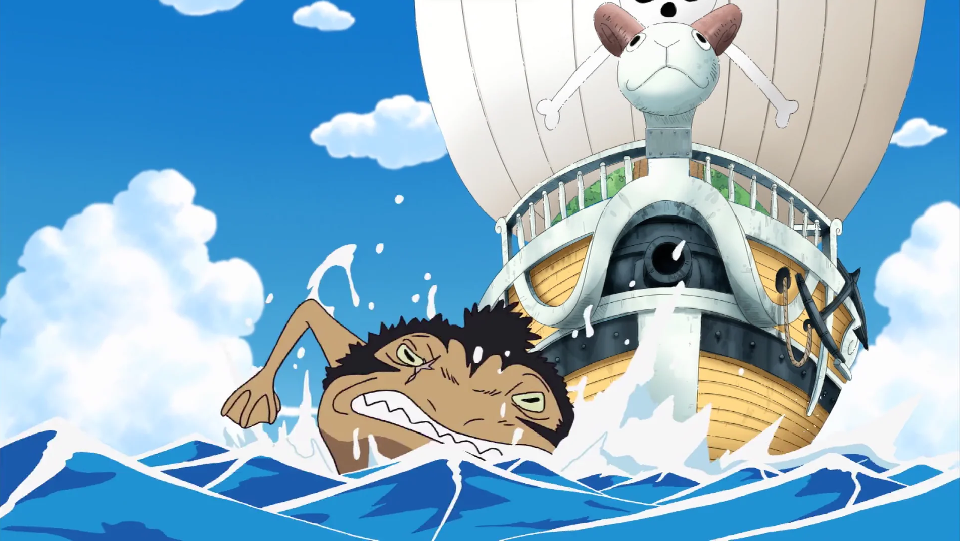 One Piece Water 7 A Giant Frog Swimming Front Crawl