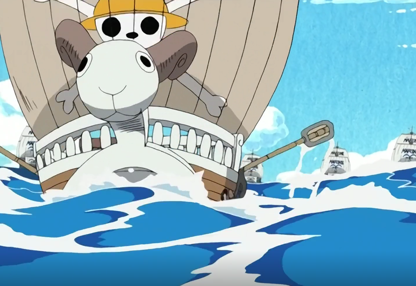 One Piece the Going Merry Go escapes from the Marines