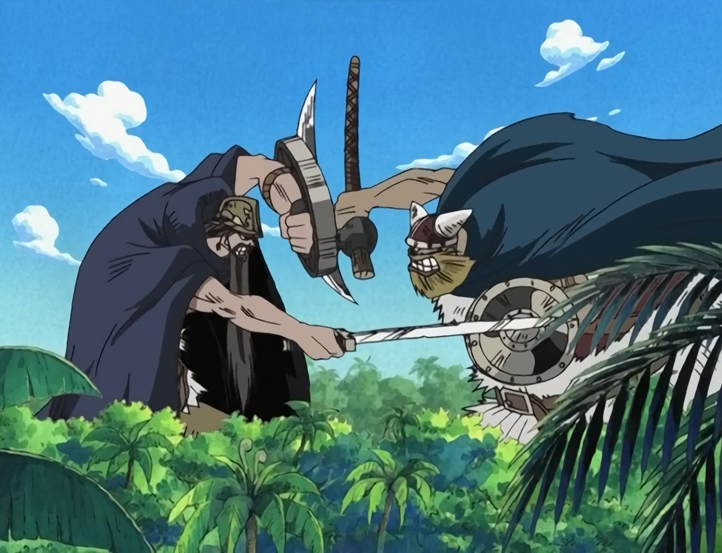 One Piece Dorry and Brogy fighting in Little Garden