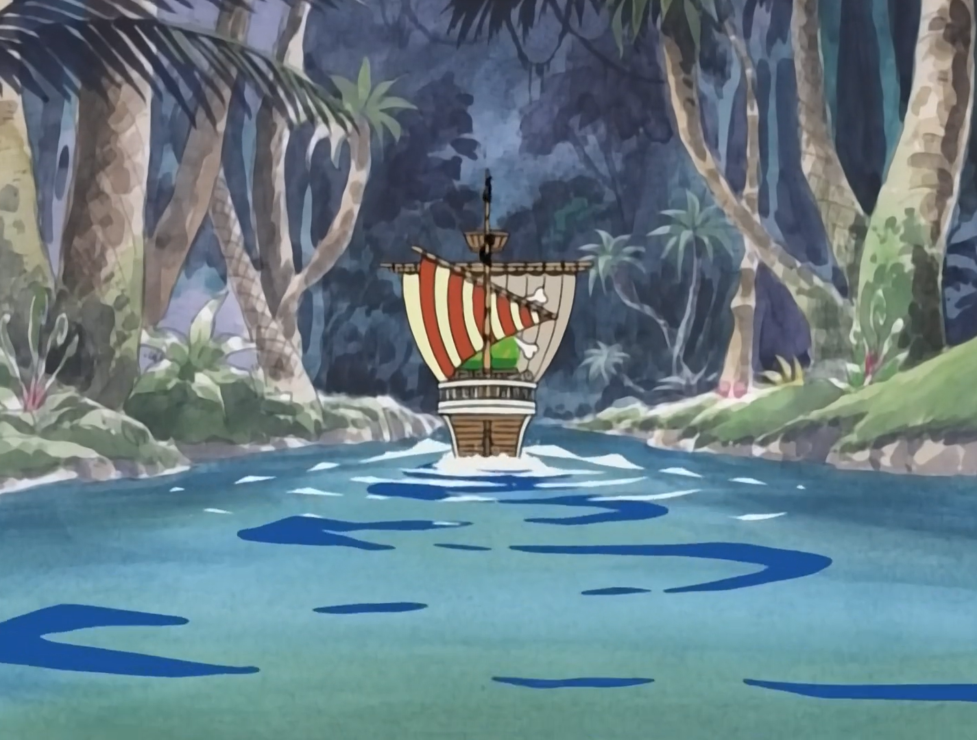 One Piece Going Merry entering Little Garden