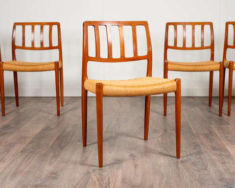 Model 83 Teak Dining Chairs in Teak by Niels O. Møller for J.L. Møller