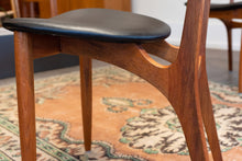 Load image into Gallery viewer, Vintage Set of Four Refinished Teak Dining Chairs in Black Vinyl

