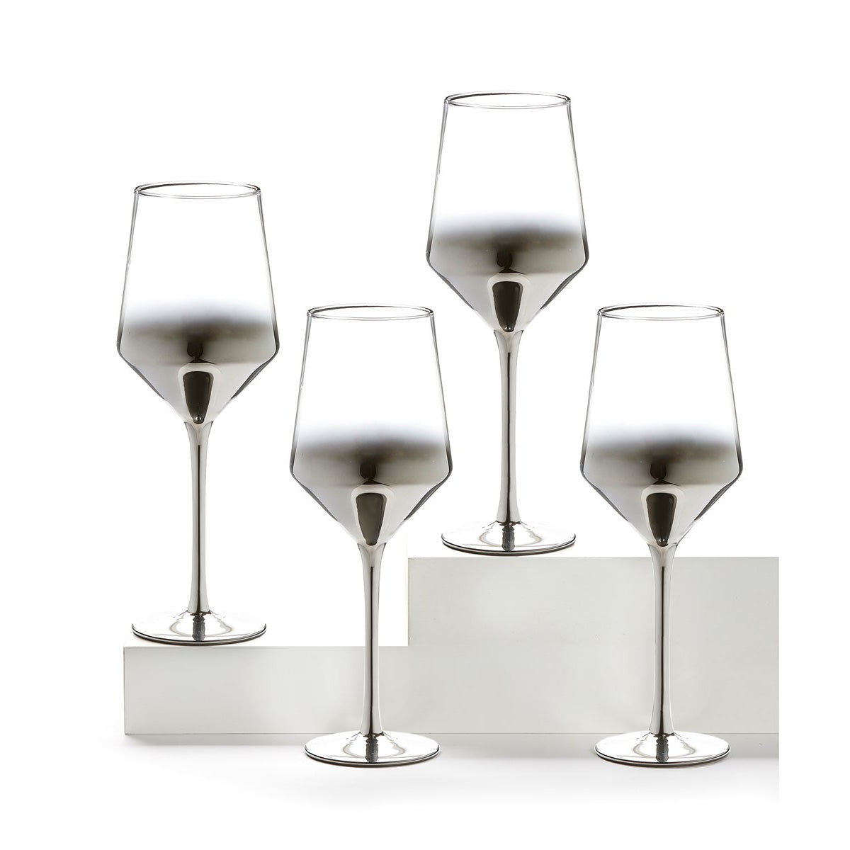 Set of 4 Crystal Wine Glasses Stemware Set Angular