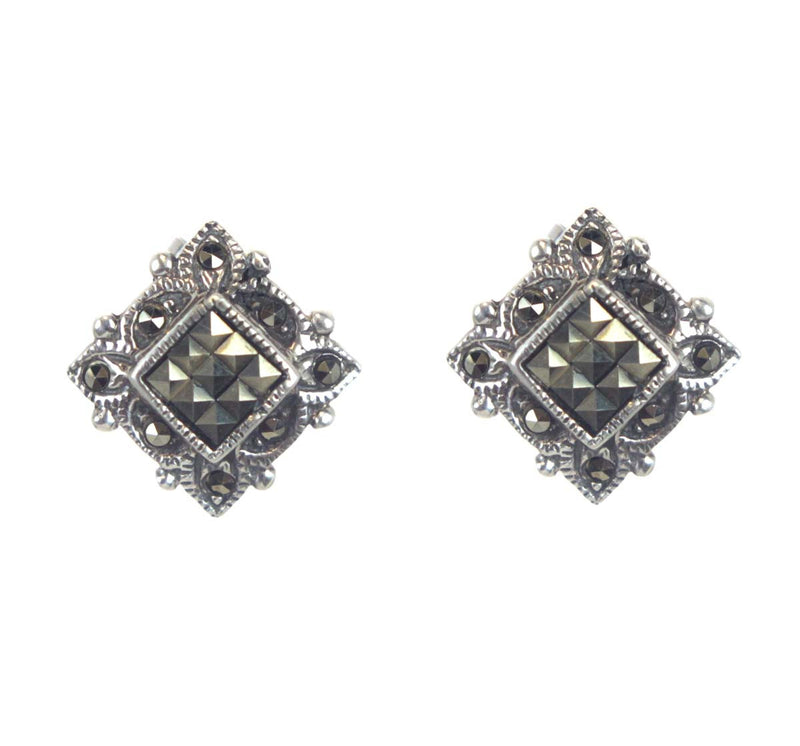 Sterling Silver Square Marcasite Earrings