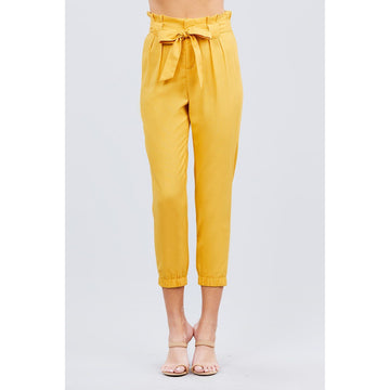 Paperbag Pants with Tie Waist - Various Colors