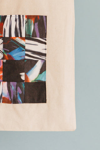 close up patchwork bag
