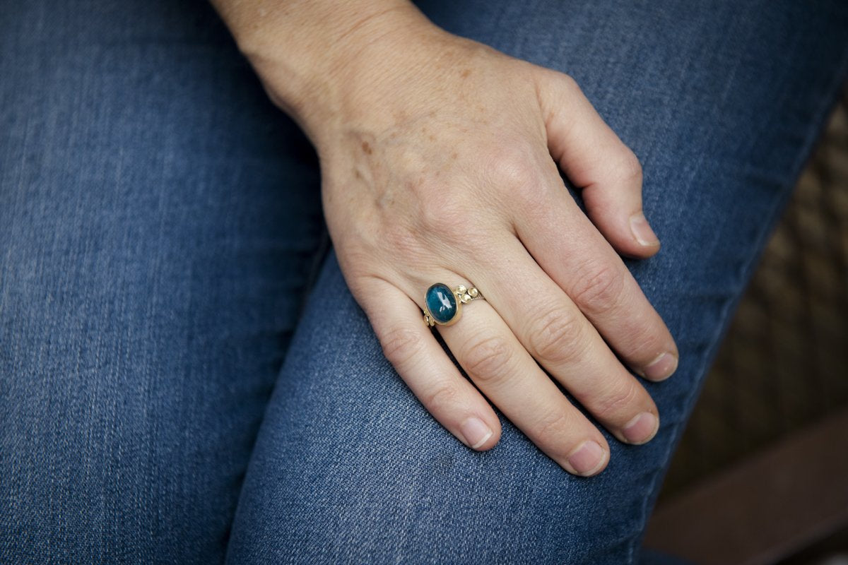 Teal Kyanite Ring  in 18K Gold & Sterling Silver