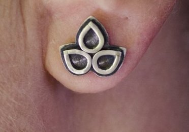 Petal Cluster Stud Earrings in Oxidized Sterling