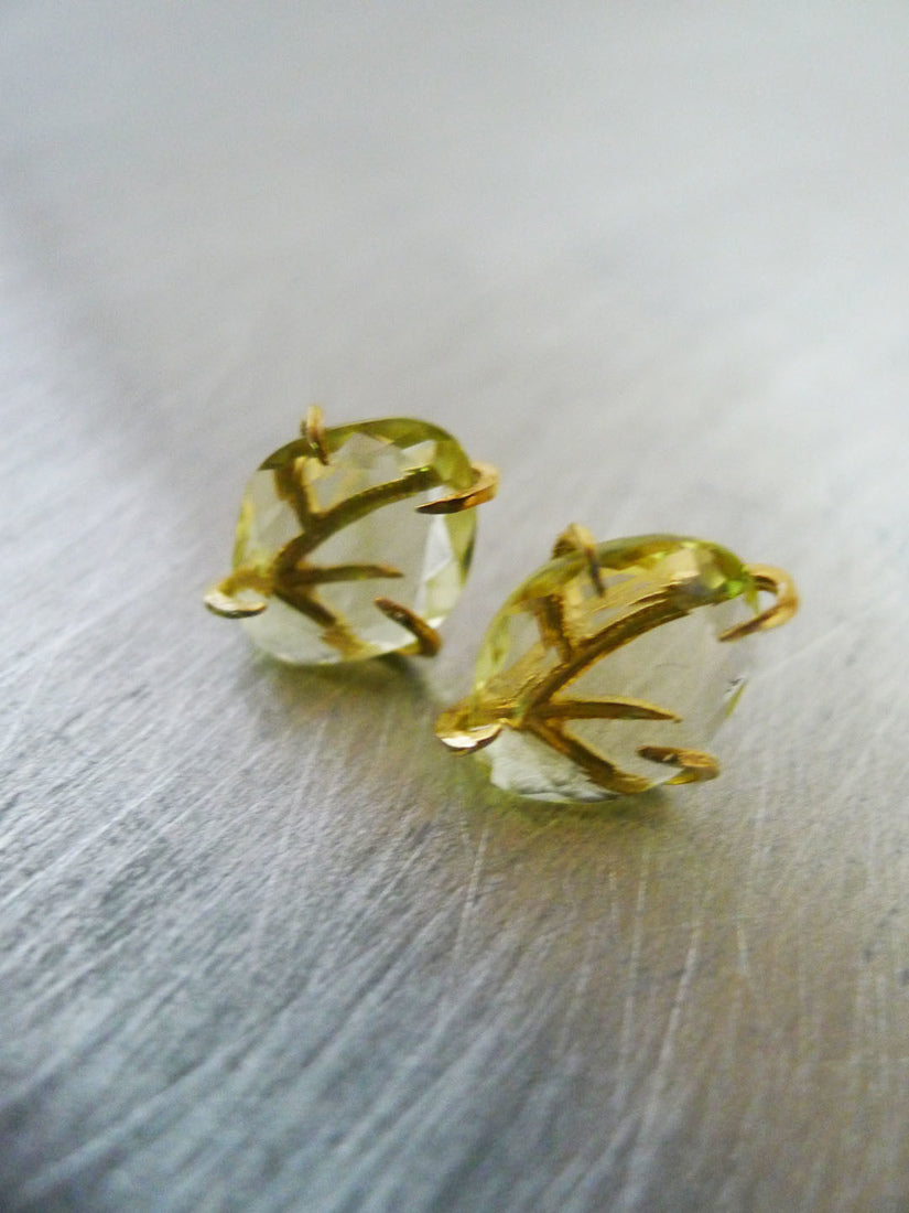 Green Amethyst Branch Earrings in 14k GF