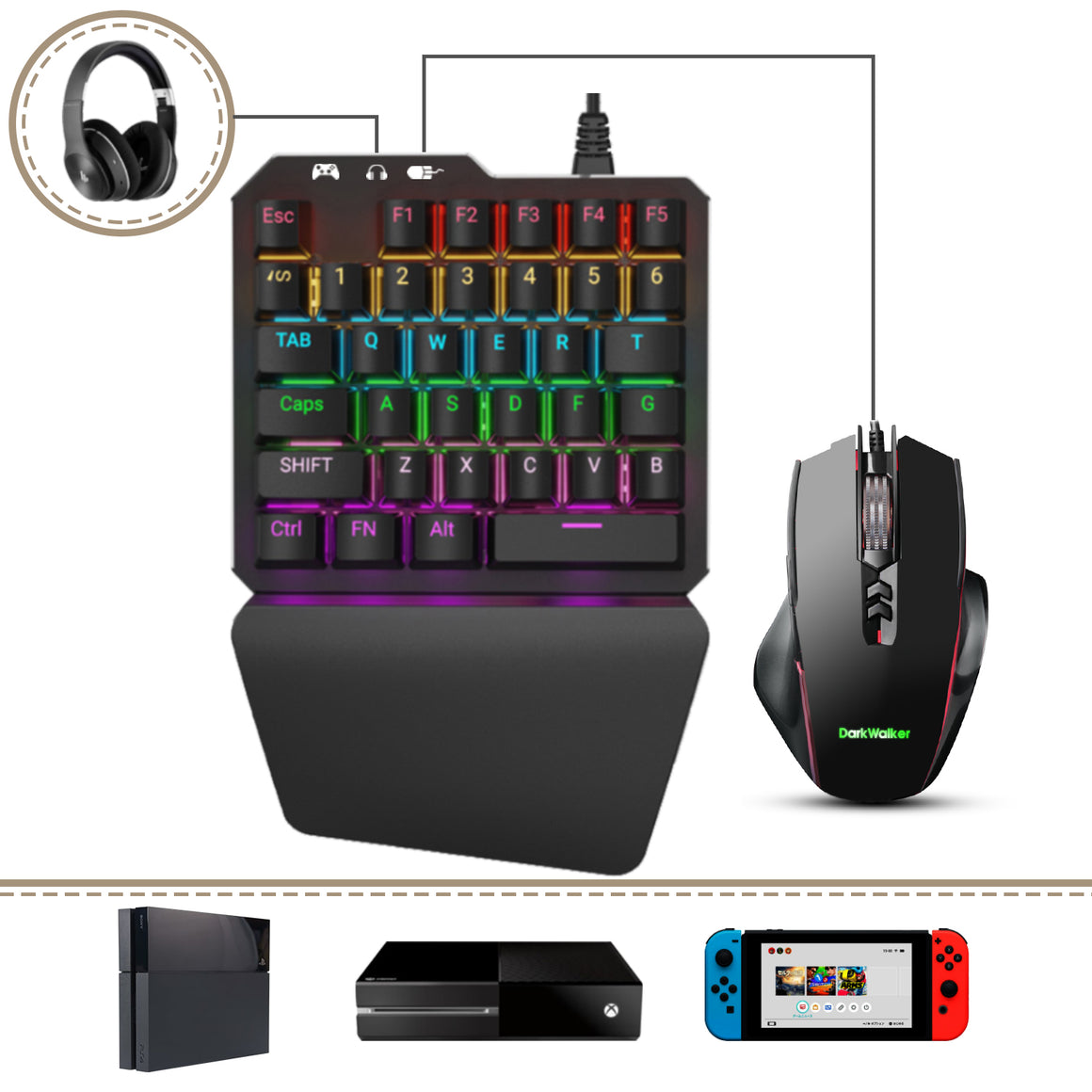 DarkWalker Keyboard and Mouse Combo FO203 For PS4/Nintendo Switch/ DarkWalker The