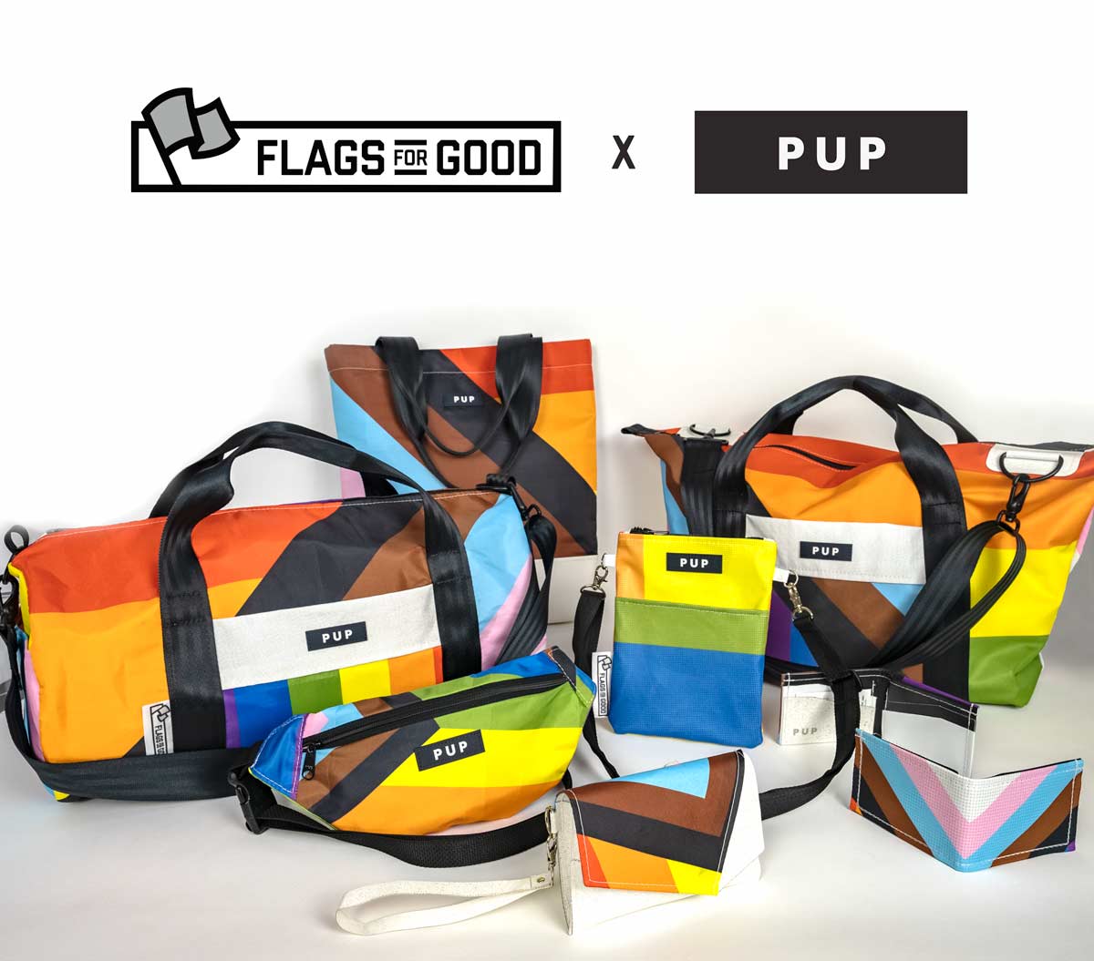 Flags For Good X PUP | Upcycled Pride Flags | Fashion Bags