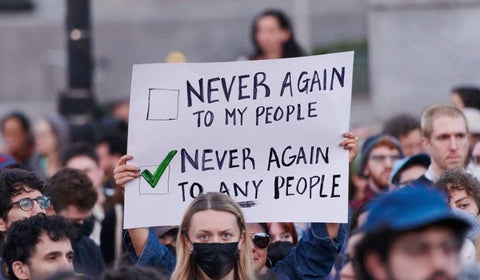 Never again to my people? No. Never again to ANY people. (taken from JVP instagram)