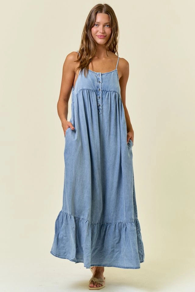 A Little Bit Country Denim Midi Dress