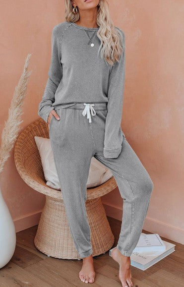 Pajamas Grey Cotton Sleepwear for Women Single Breasted Button Pyjamas  Pants Suits Underwear Set Woman 3 Pieces Home Lounge Wear - AliExpress