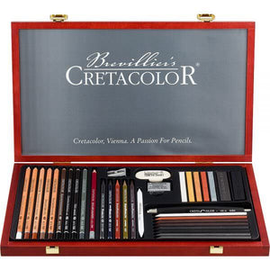 Cretacolor Black Box Charcoal Drawing Set Of 20 - Wooden Box