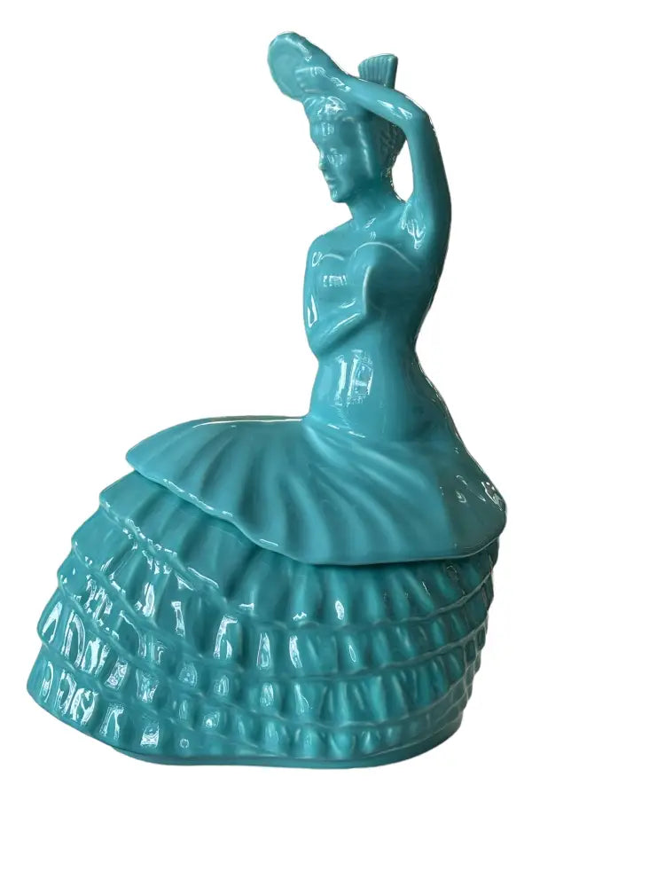 Fiesta Retired Dancing Lady Cookie Jar Turquoise