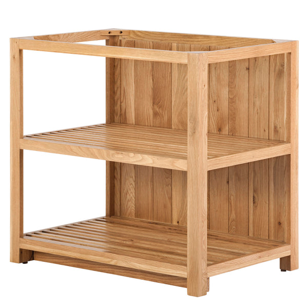 Large Open Slatted Oak Shelf Cabinet with Back Panel – Besp-Oak Kitchens