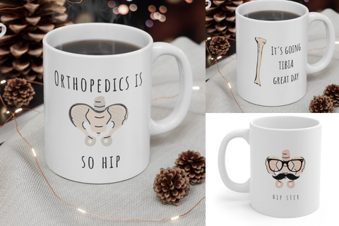 Orthopedic mugs, gift ideas for orthopedic doctors, medical school graduation, resident gift, match day gift