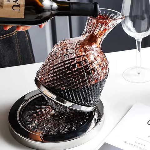 This handmade Diamond Rotational Wine Decanter not only catches your attention, but sits and shines like a diamond on any table top.