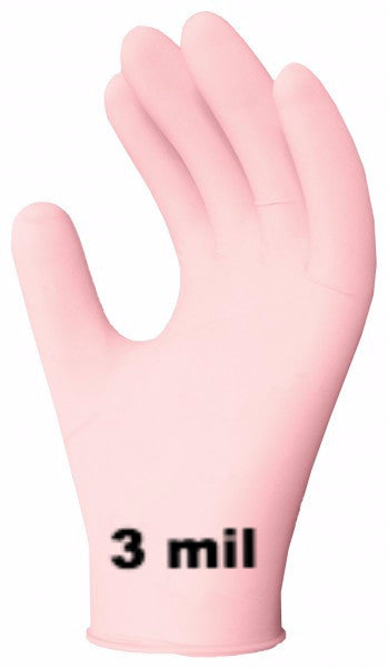 pink examination gloves