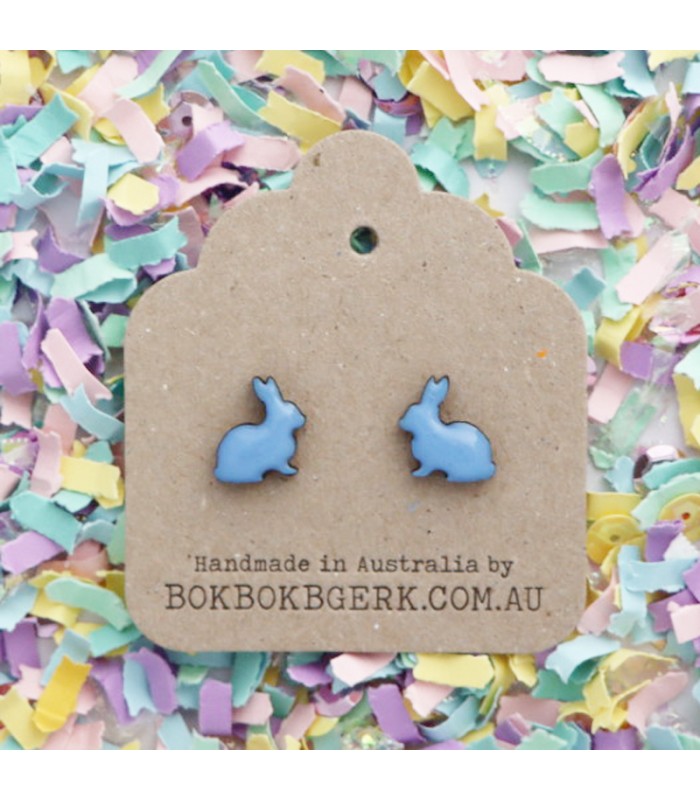 Bok Bok B'Gerk Earrings - Rabbits Bluey