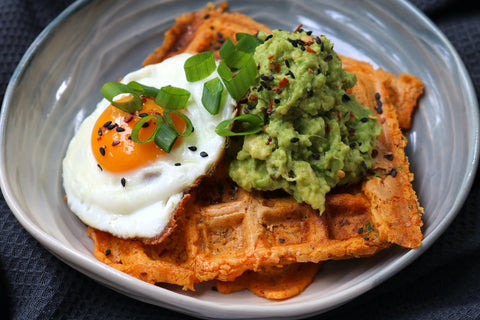 Sweet Potato Waffle with Smashed Avo & Egg