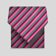 Load image into Gallery viewer, Two Toned Pink Repeated Stripe Pattern Slim Tie
