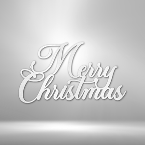 Merry Christmas Script Metal Wall Art Home Decor Steel Sign - Outdoor and Indoor Use