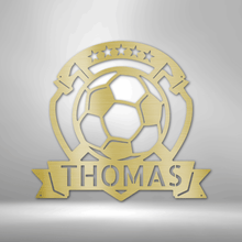 Load image into Gallery viewer, Soccer Plaque Monogram - Steel Sign
