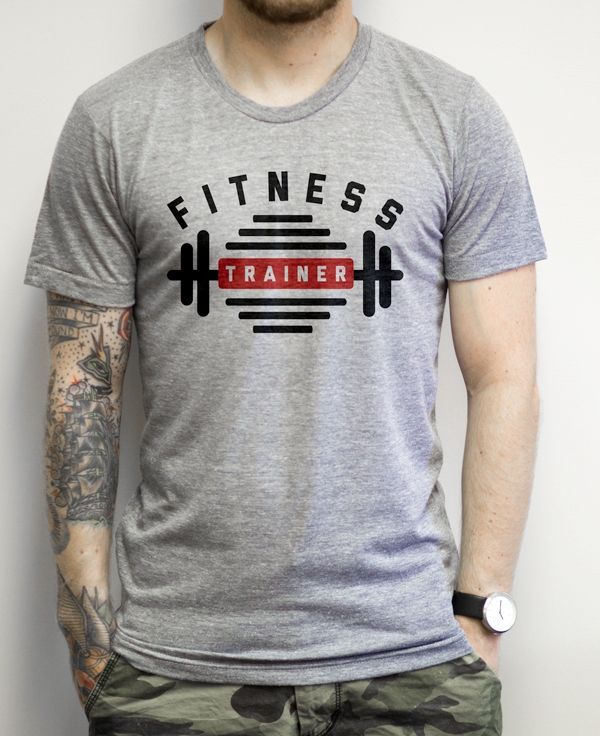 Fitnes Trainer on an Athletic Grey Tee Shirt – Stride Fitness Apparel