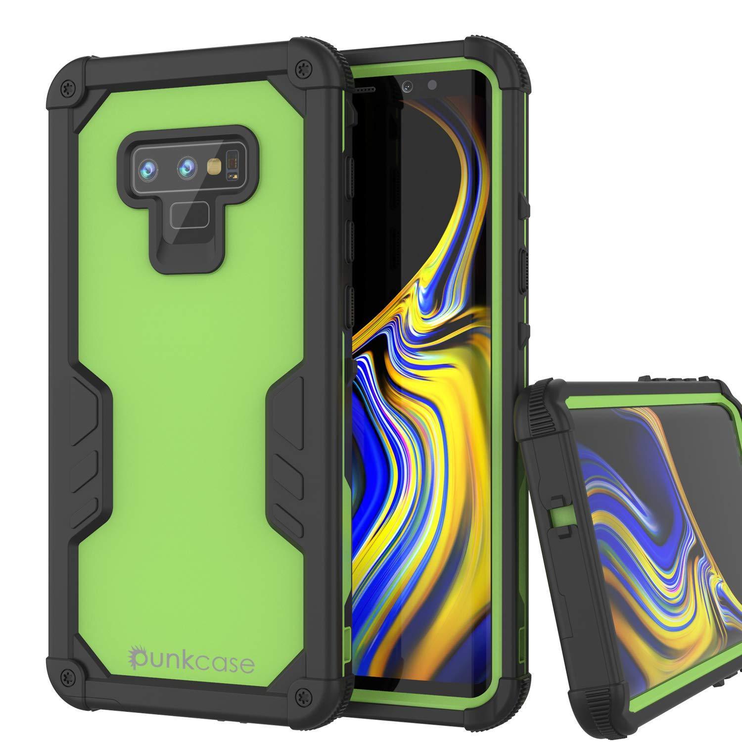 Punkcase Galaxy Note 9 Waterproof Case [Navy Seal Extreme Series] Armor Cover W/ Built In Screen Protector [Light Green]