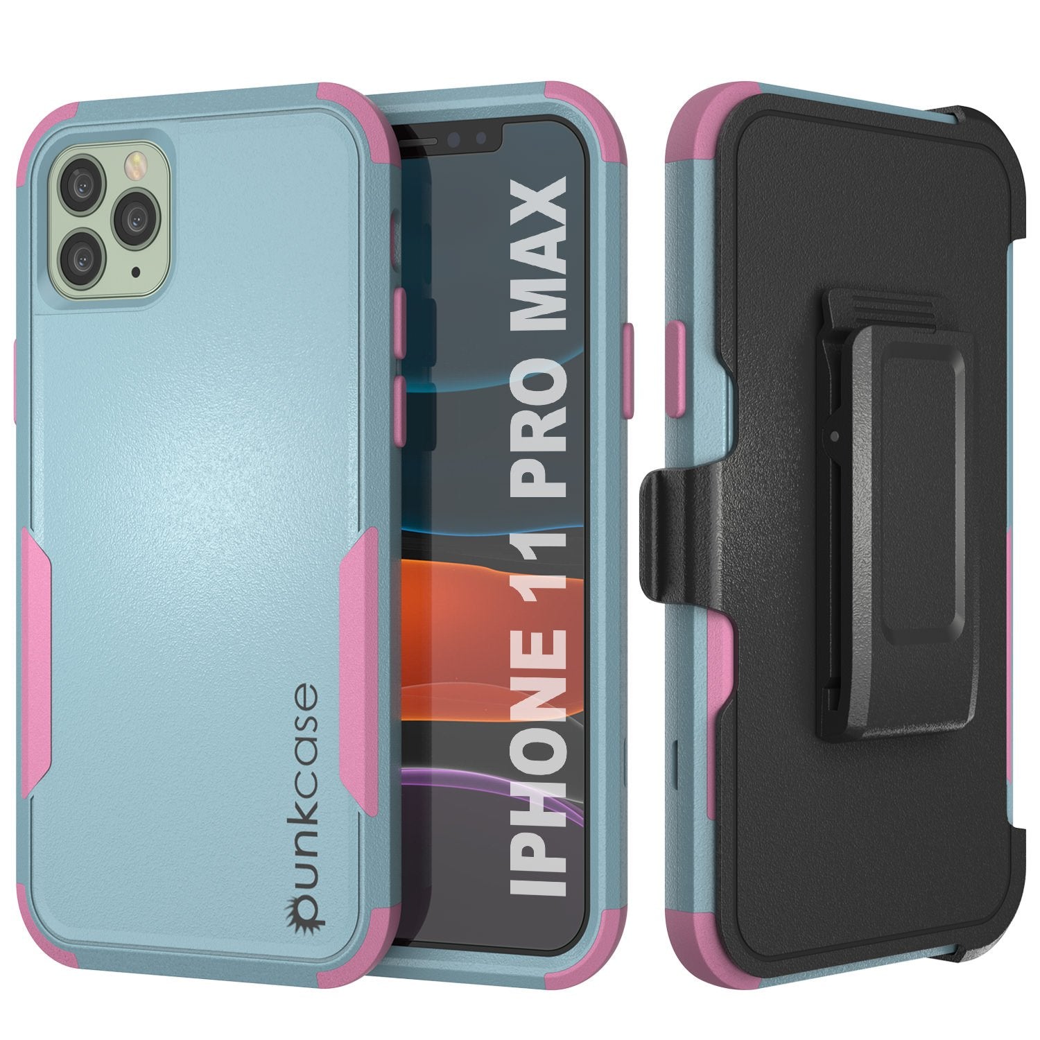 Punkcase for iPhone 11 Pro Max Belt Clip Multilayer Holster Case [Patron Series] [Mint-Pink]