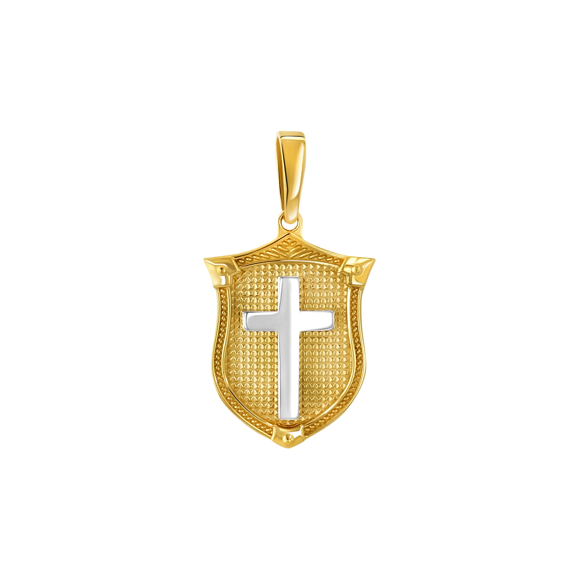 14K TT SHIELD STYLE WITH CROSS PENDANT (PTG45-14K)