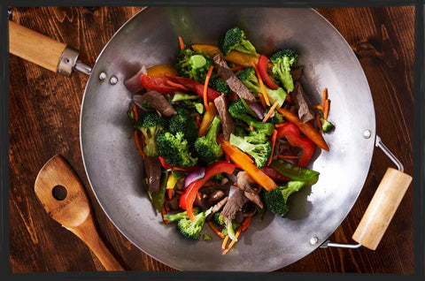 wok with selection of veg for stir frying