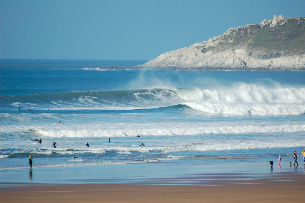 Surfing at Croyde Bay, North Devon