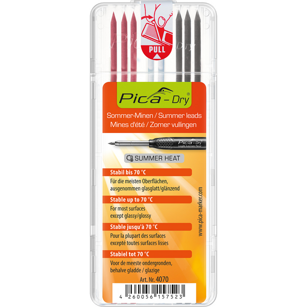 Pica Dry Pencil 3030 plus Refill - BASIC 4020 + Refill - H Hardness 4050  Trilogy Pack (5003)