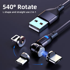 3.3ft Magnetic Phone Charger Cable 540 degree Free Rotation 3 in 1 Charger Magnetic charger USB C Charging Cable