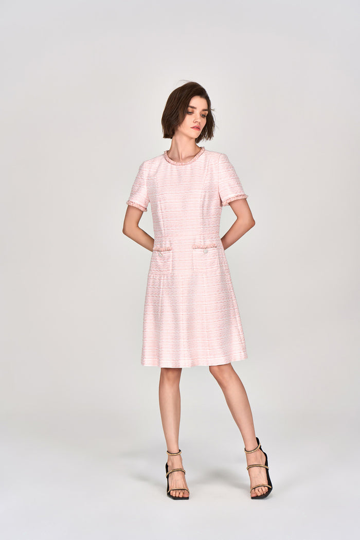 Josie Tweed Dress- Pink