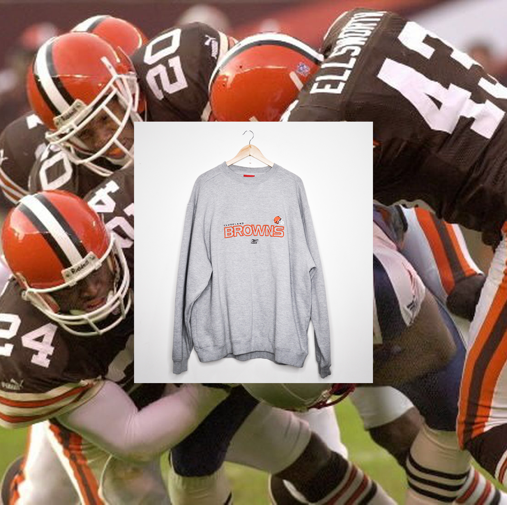 CLEVELAND BROWNS EMROIDRED SPELLOUT CREWNECK